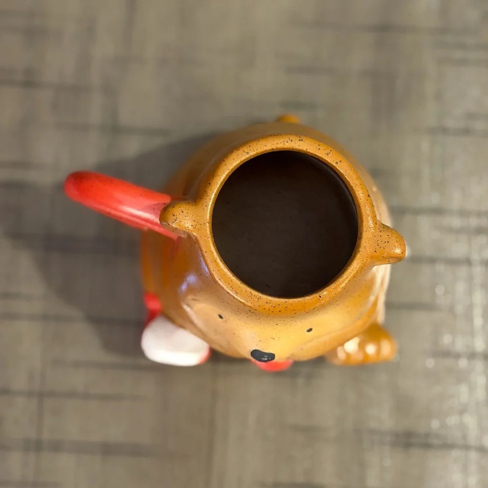 PPAPER SOURCE Christmas Bear Stonewear Coffee Mug Brown Red